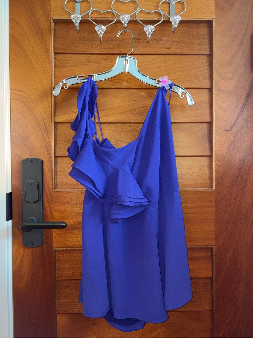 Women’s One-Shoulder Ruffle Romper  in Royal Purple💜